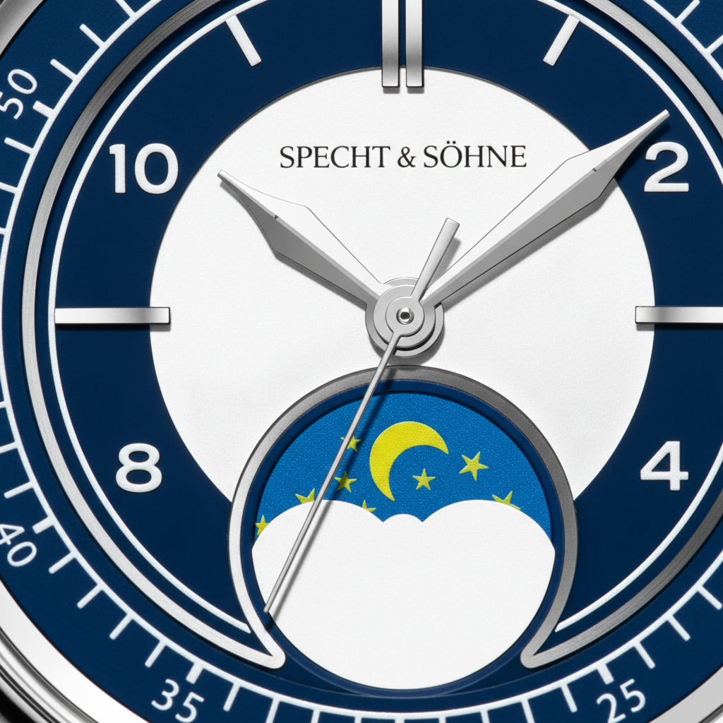 Specht & Söhne SP-UFO - M - dial close-up, moon phase