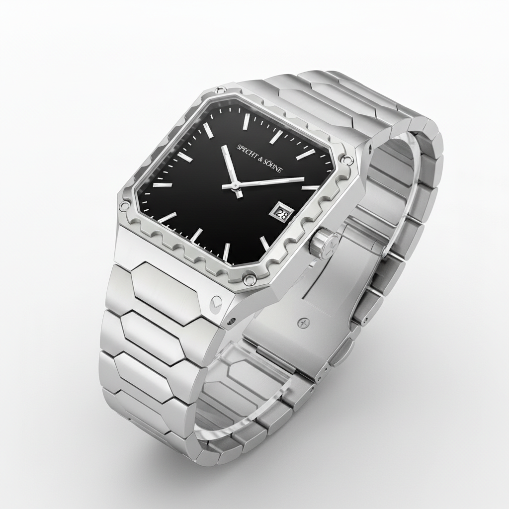 Specht & Söhne Square-222 - Men’ - silver watch angled