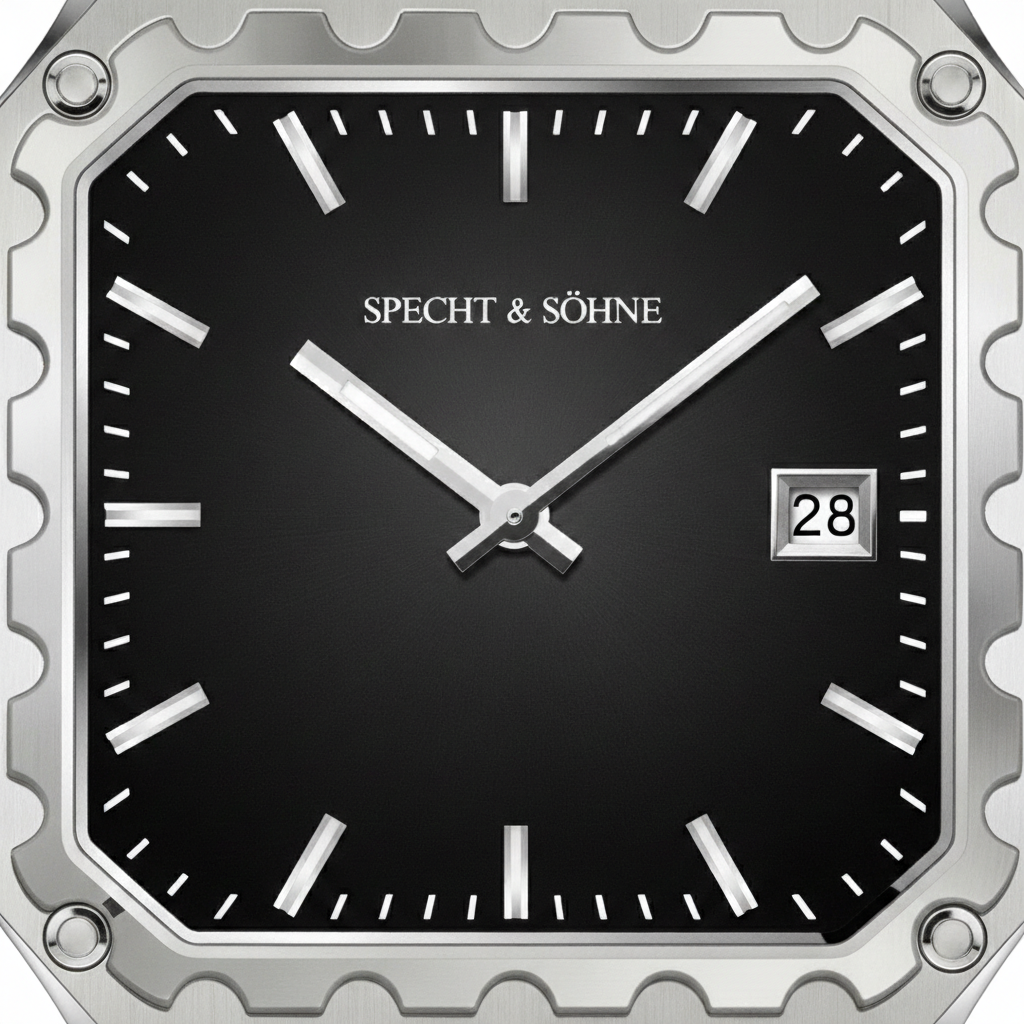 Specht & Söhne Square-222 - Men’ - watch dial close-up