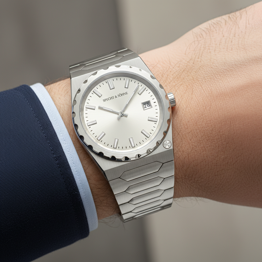 Specht & Söhne VC222 - On wrist, silver dial