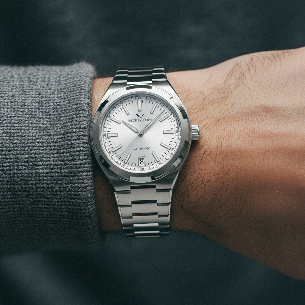 Specht & Sohne SP0024 - M - On wrist, grey sweater