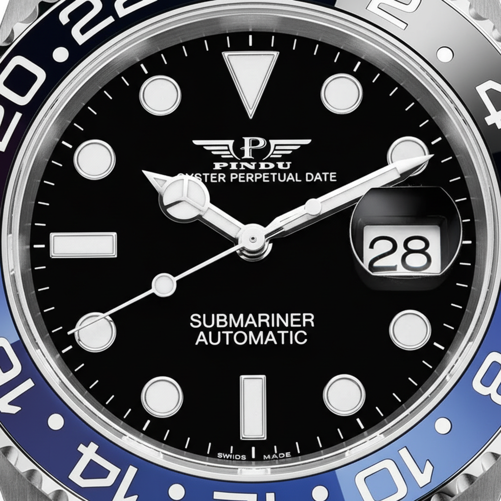 Pindu PD6519 - Automatic - dial close-up, date