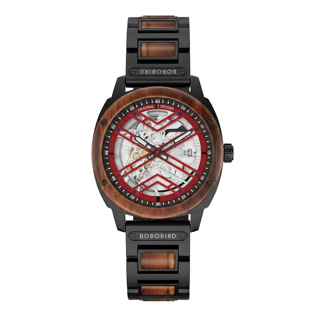 BOBO BIRD GT104/T106 - Au - black, wood, red dial