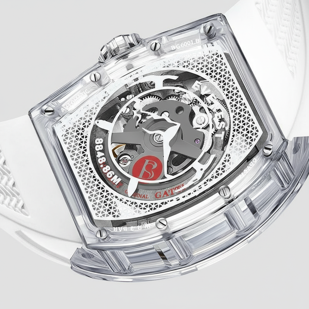 BONEST GATTI BG6001 – Automatic Skeleton Watch with Transparent Acrylic Case & Sapphire Crystal breitvacher