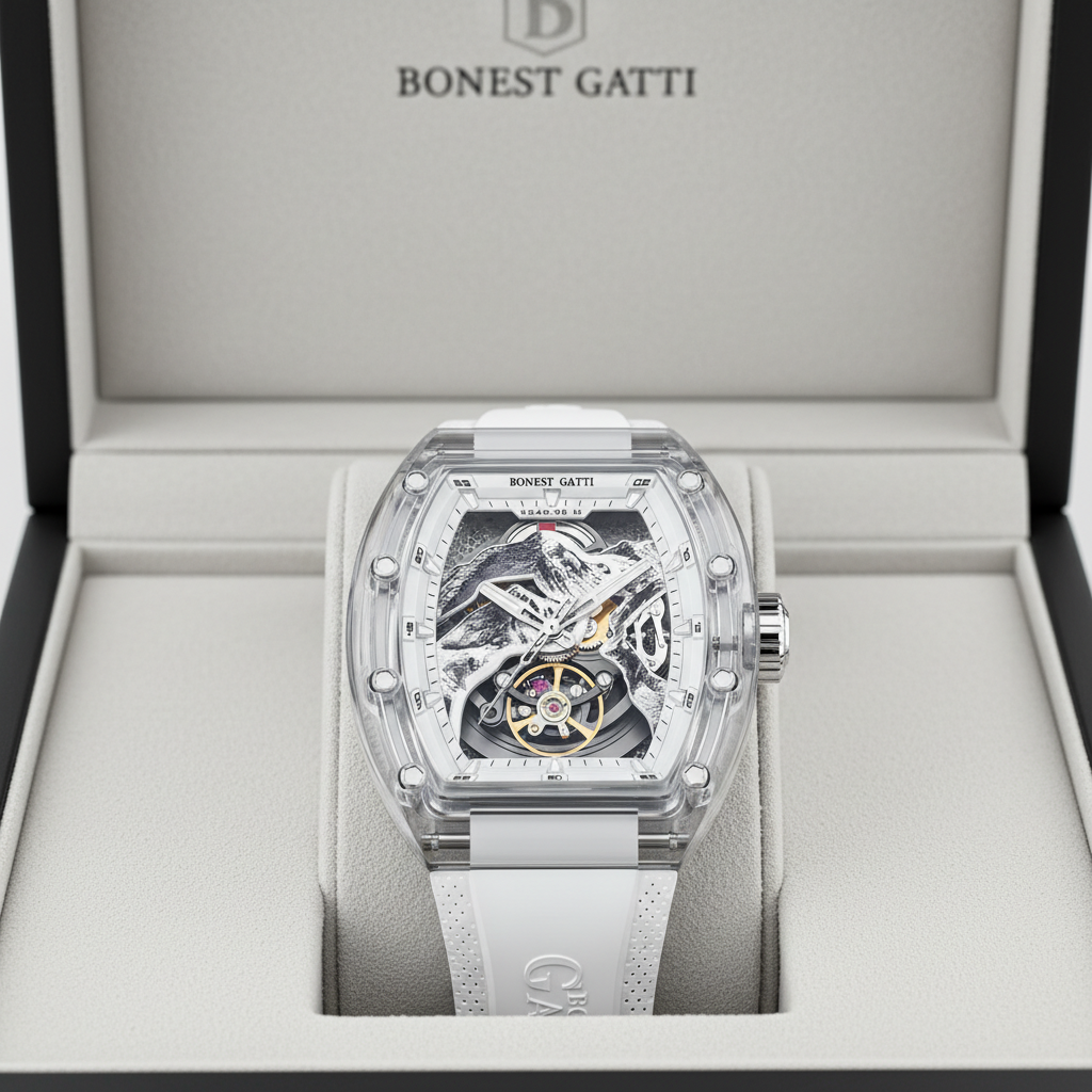BONEST GATTI BG6001 – Automatic Skeleton Watch with Transparent Acrylic Case & Sapphire Crystal breitvacher