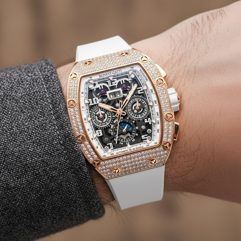 BONEST GATTI BG5004 - Automatic Mechanical Watch with Diamond Bezel breitvacher