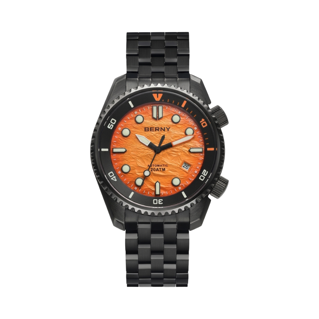 BERNY AM155M - orange dial front view packshot