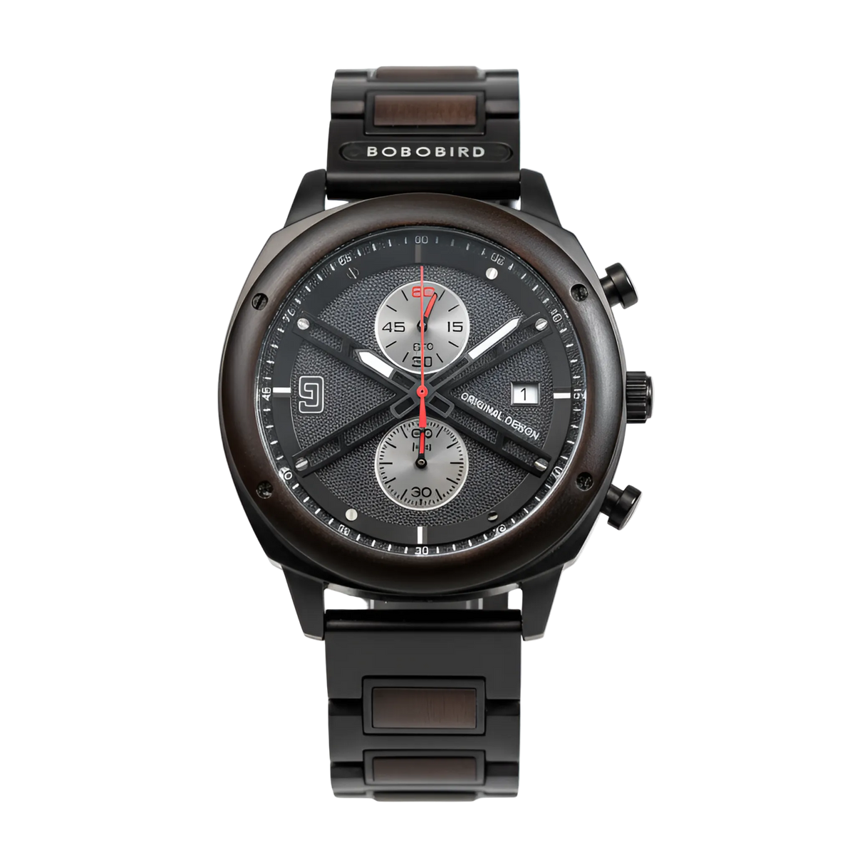 BOBO BIRD GT149 - Japanes - front, black, wood, chronograph