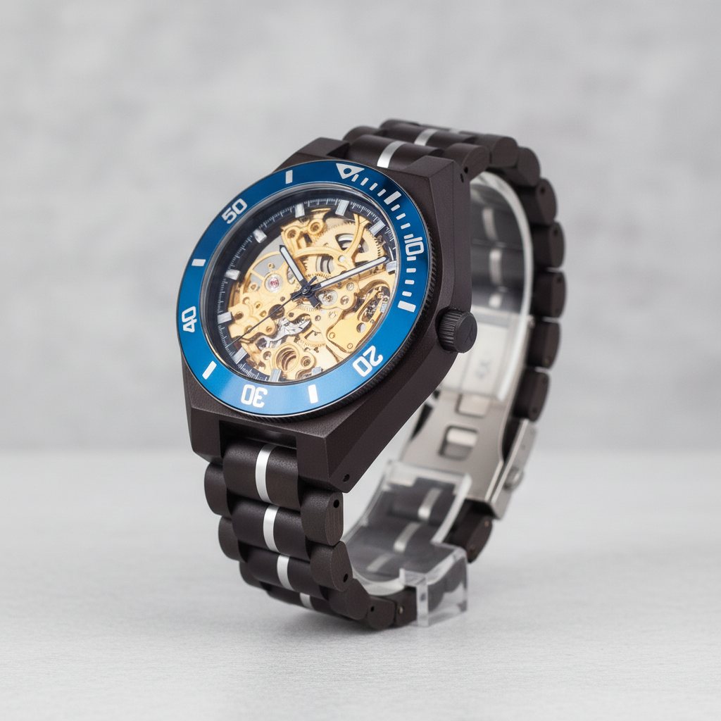 BOBO BIRD T133-1 - Exquis - luxury timepiece, polished steel, intricate dial