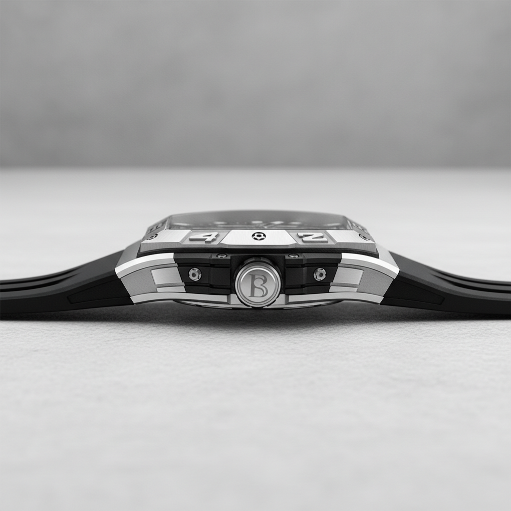 Bonest Gatti BG5701 Phantom Speed skeleton automatic watch side profile showing case thickness and crown