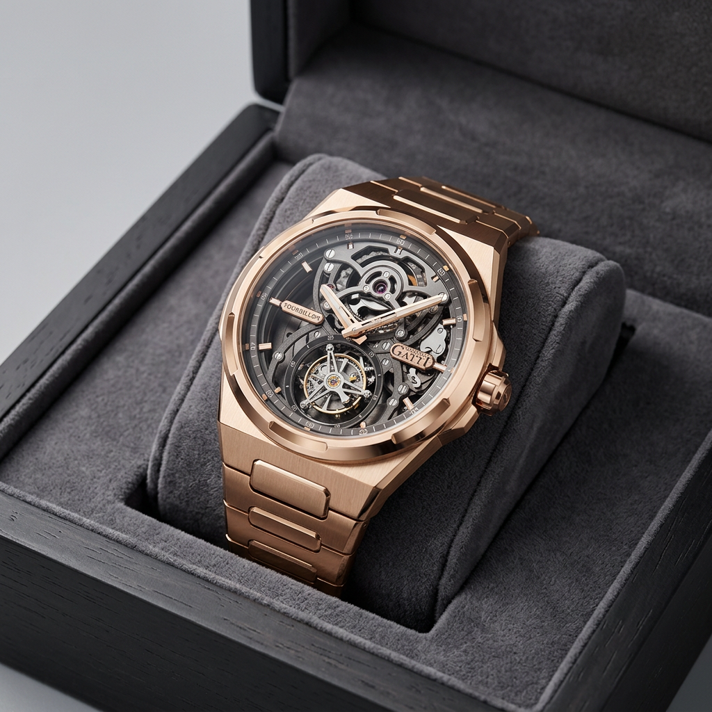 BONEST GATTI BG7004 - Mec - black dial, steel case, luxury presentation box