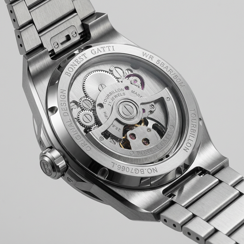BONEST GATTI BG7006 - Men - caseback macro, technical horology, movement detail