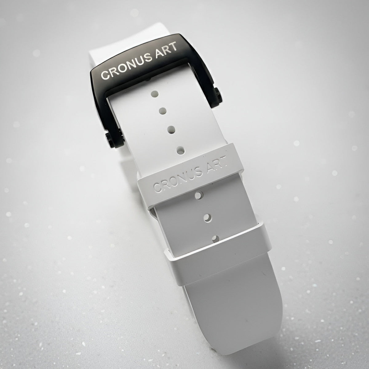 Fluororubber strap and clasp detail of CRONUSART CM001-035 transparent automatic watch