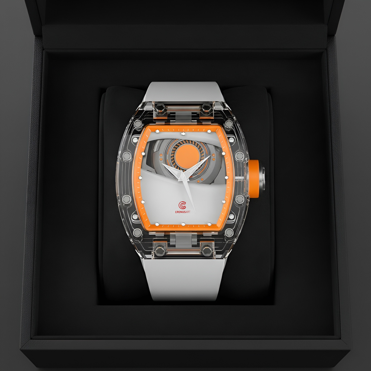 CRONUSART CM001-035 Mars Eye transparent automatic watch displayed in luxury presentation box