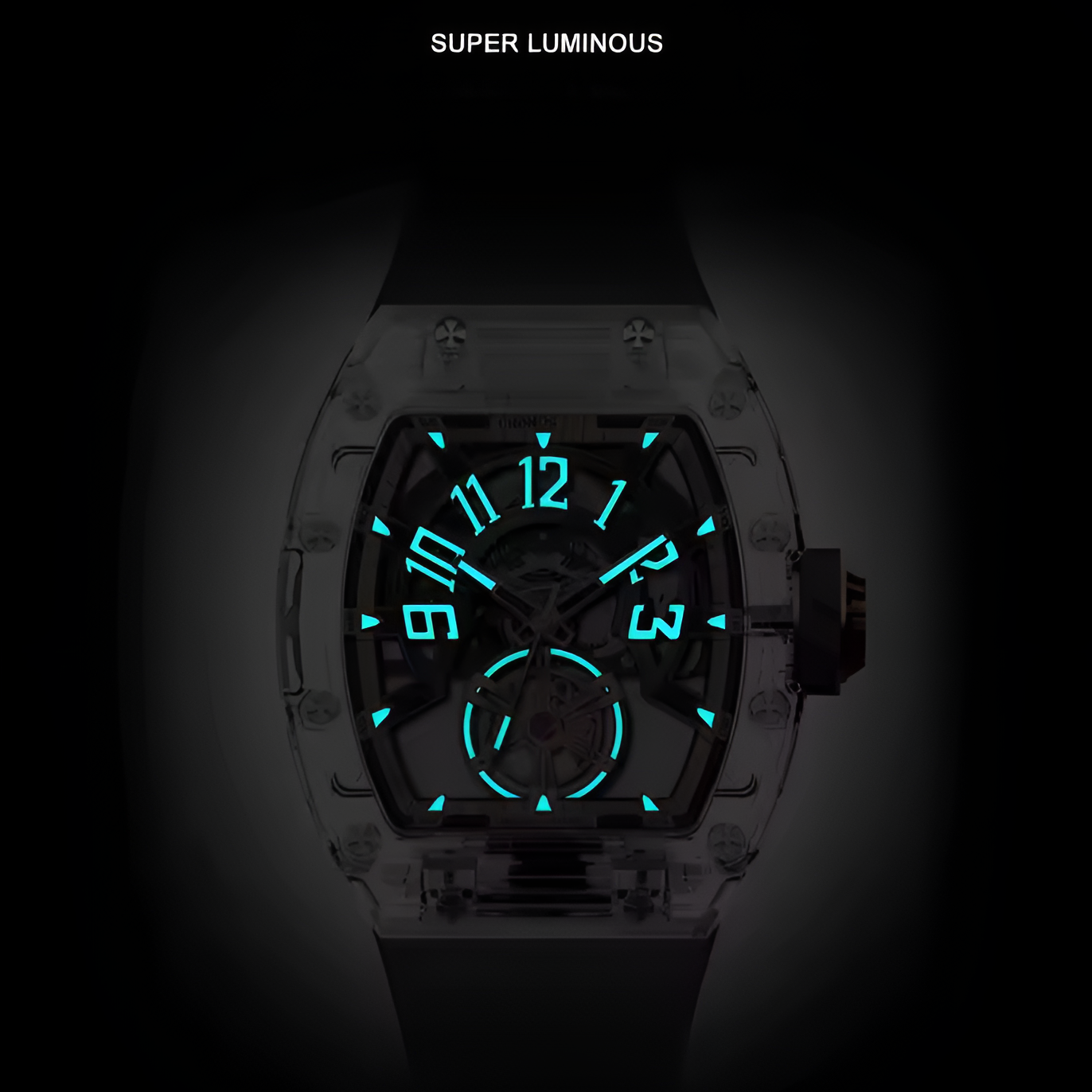 Cronusart CM001-081 - Super luminous transparent automatic watch glowing dial for night visibility