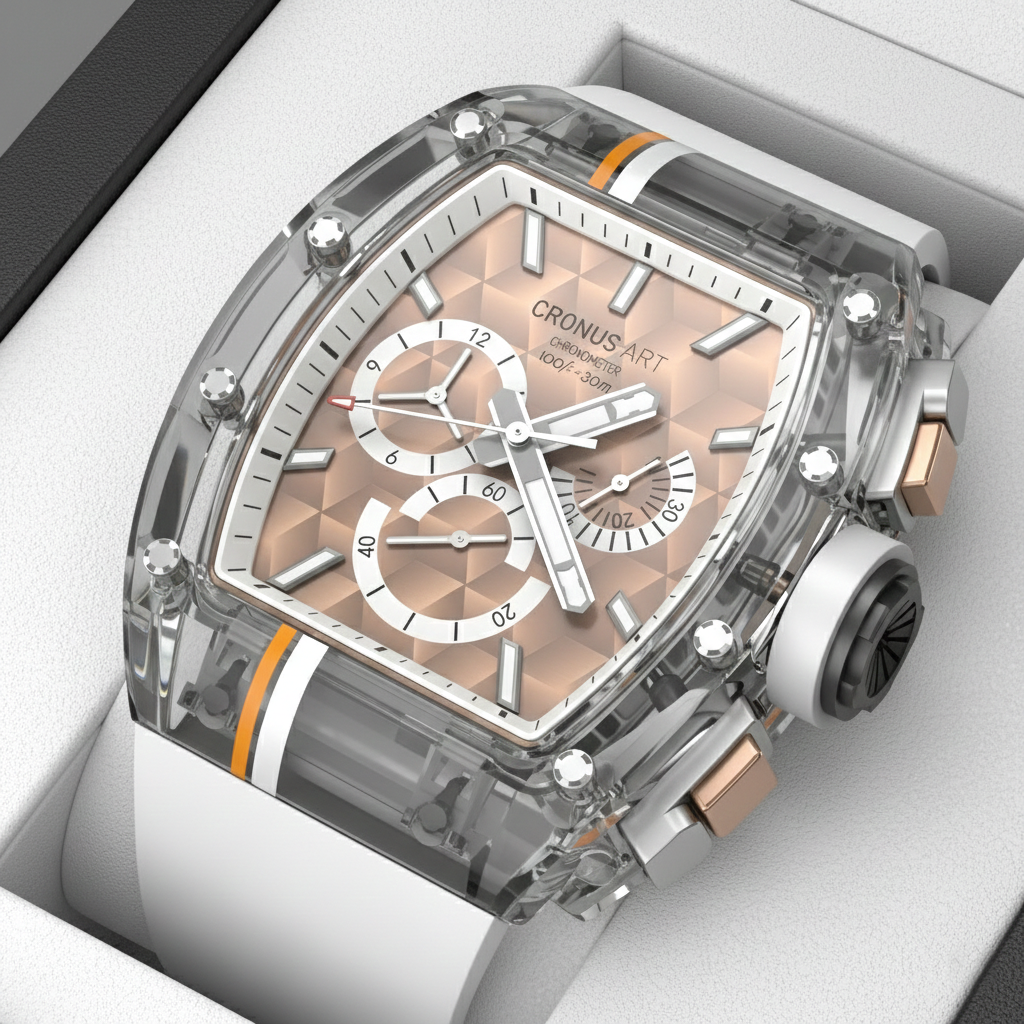 Cronusart CM001-10C Sapphire Chronograph Watch - sapphire chronograph watch presented in luxury box