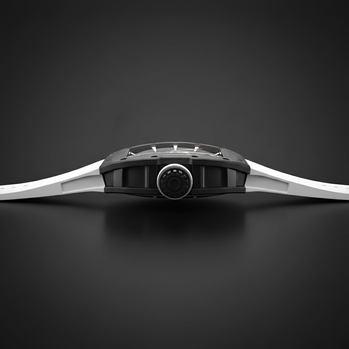 Side profile of CRONUSART CM002-033 men automatic watch showing carbon fibre tonneau case thickness
