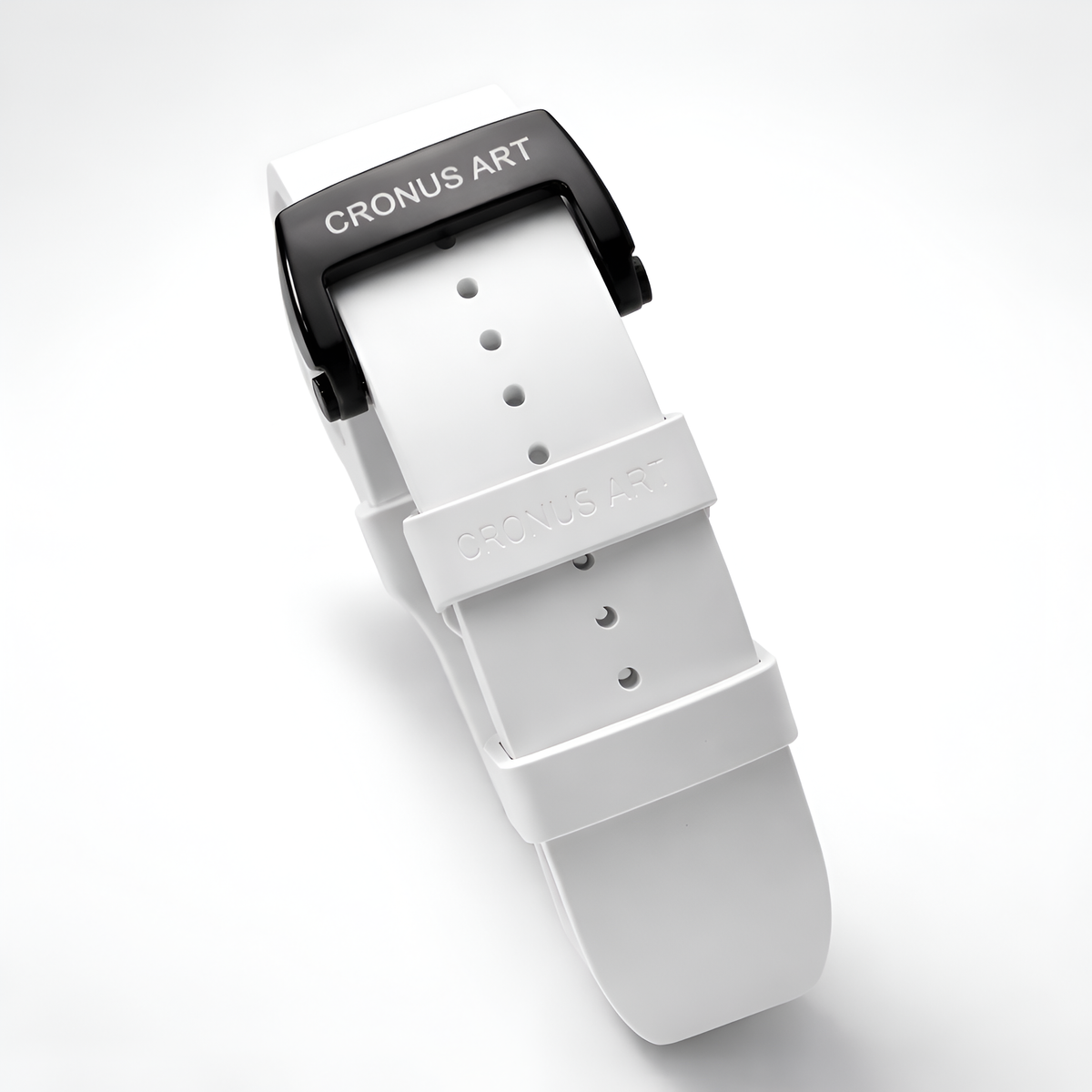 Cronusart CM002-036 - White watch strap with black buckle on a white background