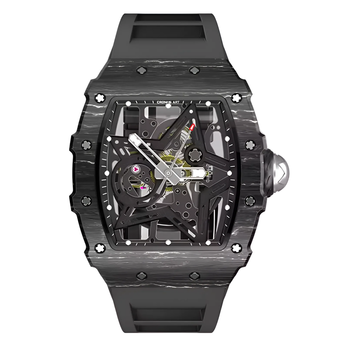 Cronusart CM002-13A - Carbon fiber skeleton watch with NTPT case and black dial, automatic high beat movement
