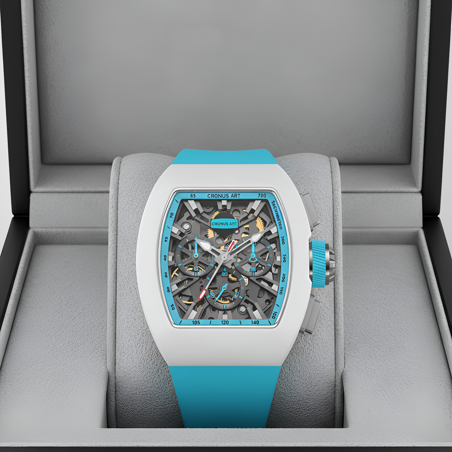 CRONUSART CM011-009 - 50mm Tonneau Automatic Watch in Carbon Steel in the Box