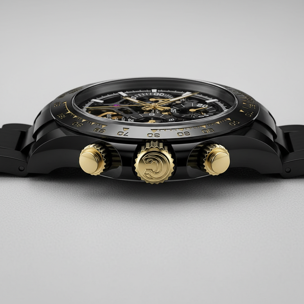CRONUSART CM015-003 - Men - refined black dial, polished steel