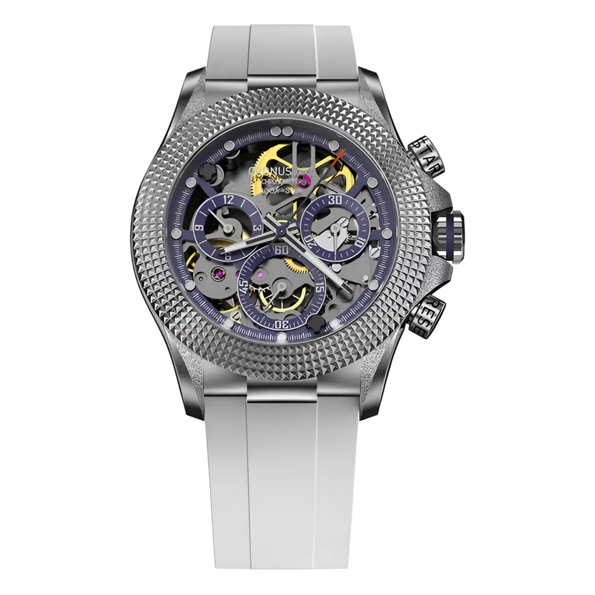 CRONUSART CM015-001 - Men - skeleton dial, textured bezel