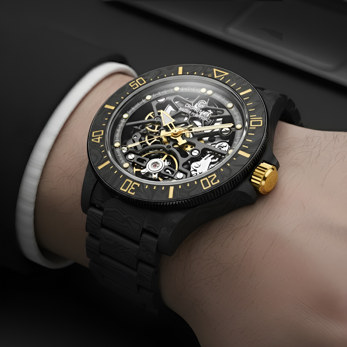 CRONUSART CM016-026 - Men Automatic and Mechanical Watch in NTPT Carbon lifestyle