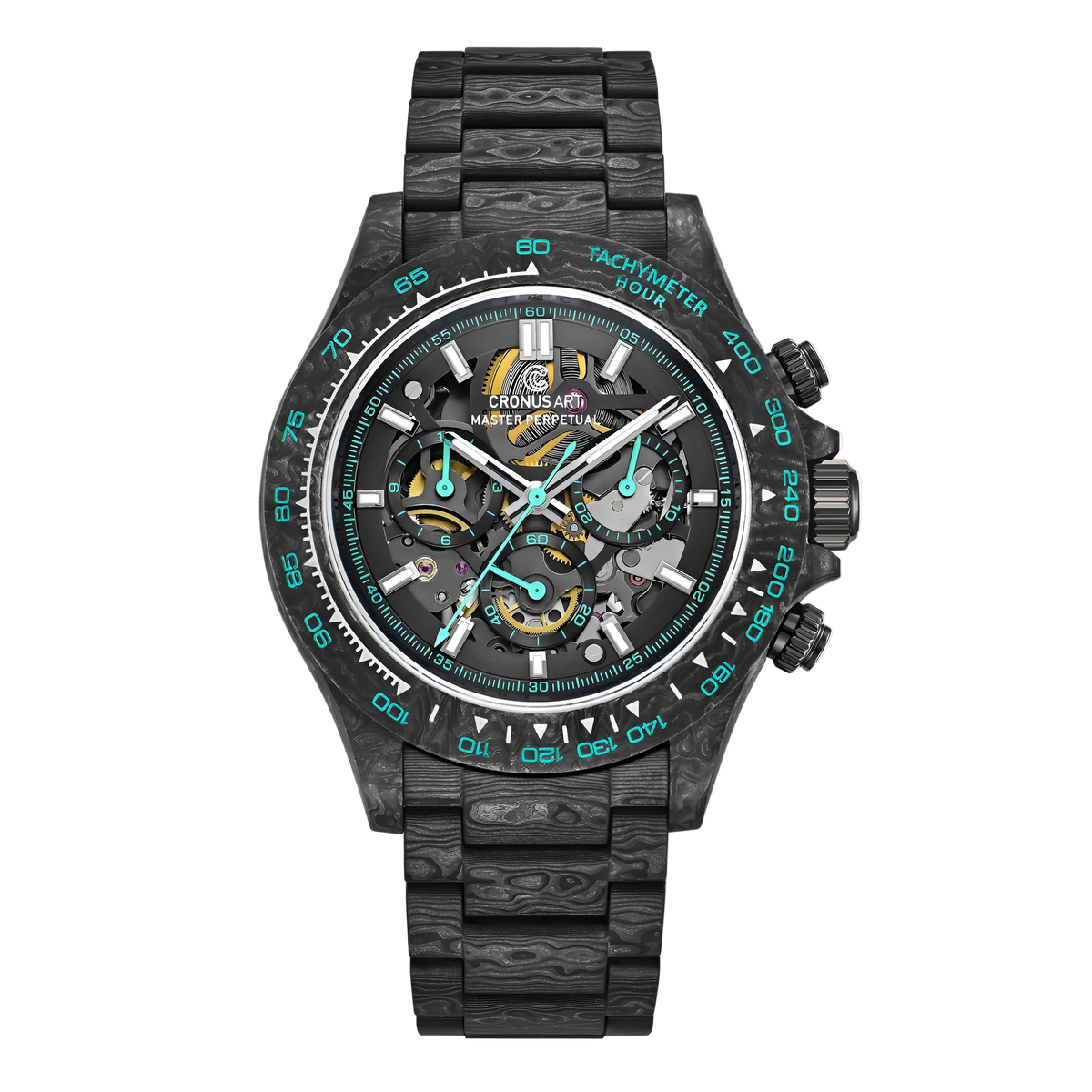 CRONUSART CM016-027 - automatic chronograph watch with carbon fiber case and sport rubber strap