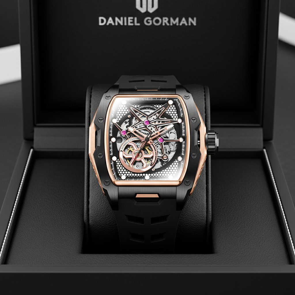 Daniel Gorman DG8166 - Me - luxury watch, presentation box, macro detail