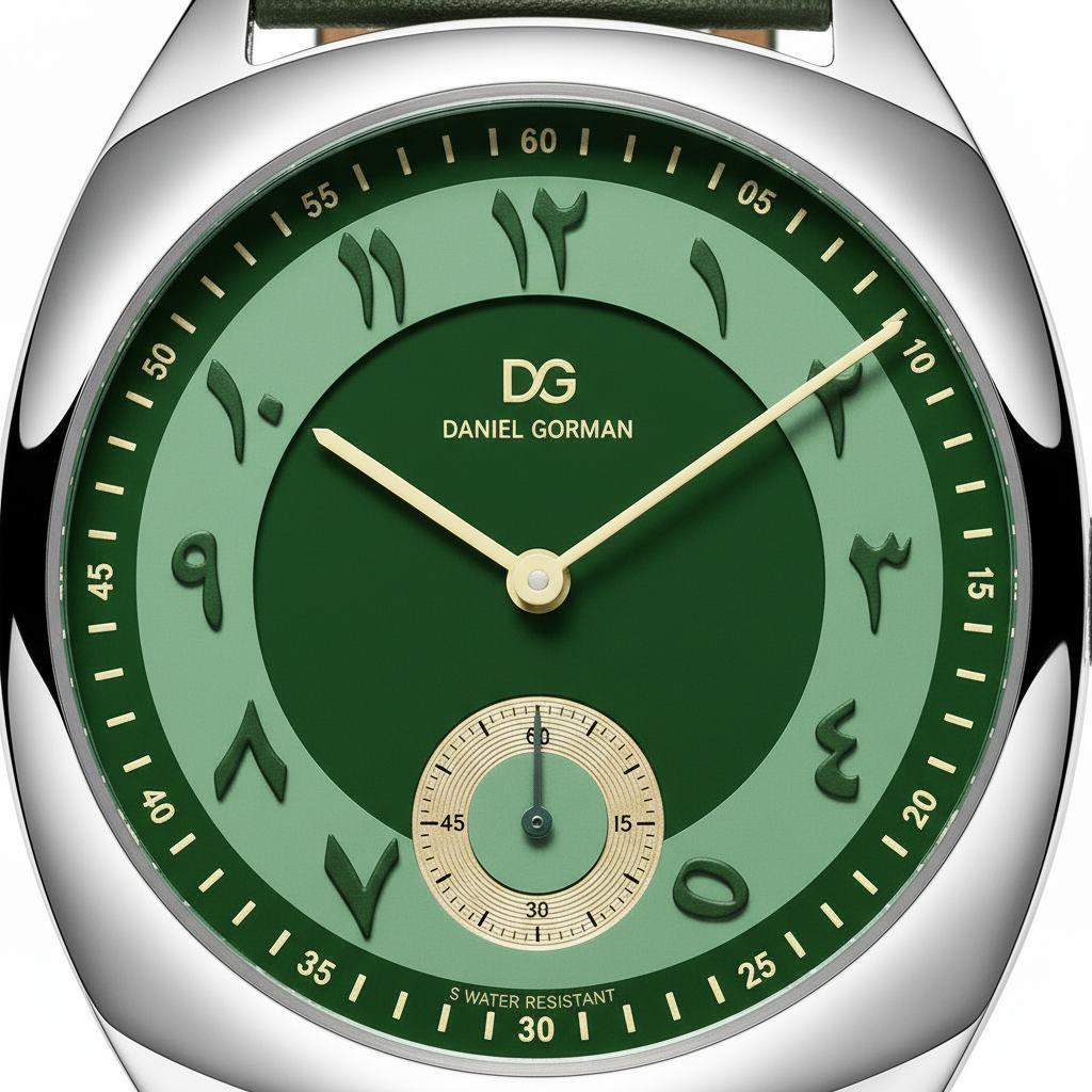 Daniel Gorman DG9520MSG - - dial close-up, Arabic numerals