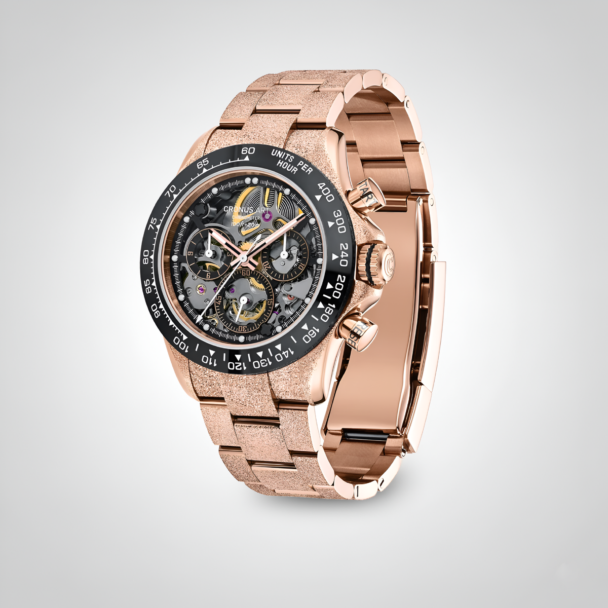 Cronusart CM015-011 Automatic Skeleton Chronograph Watch- Ceramic Bezel breitvacher