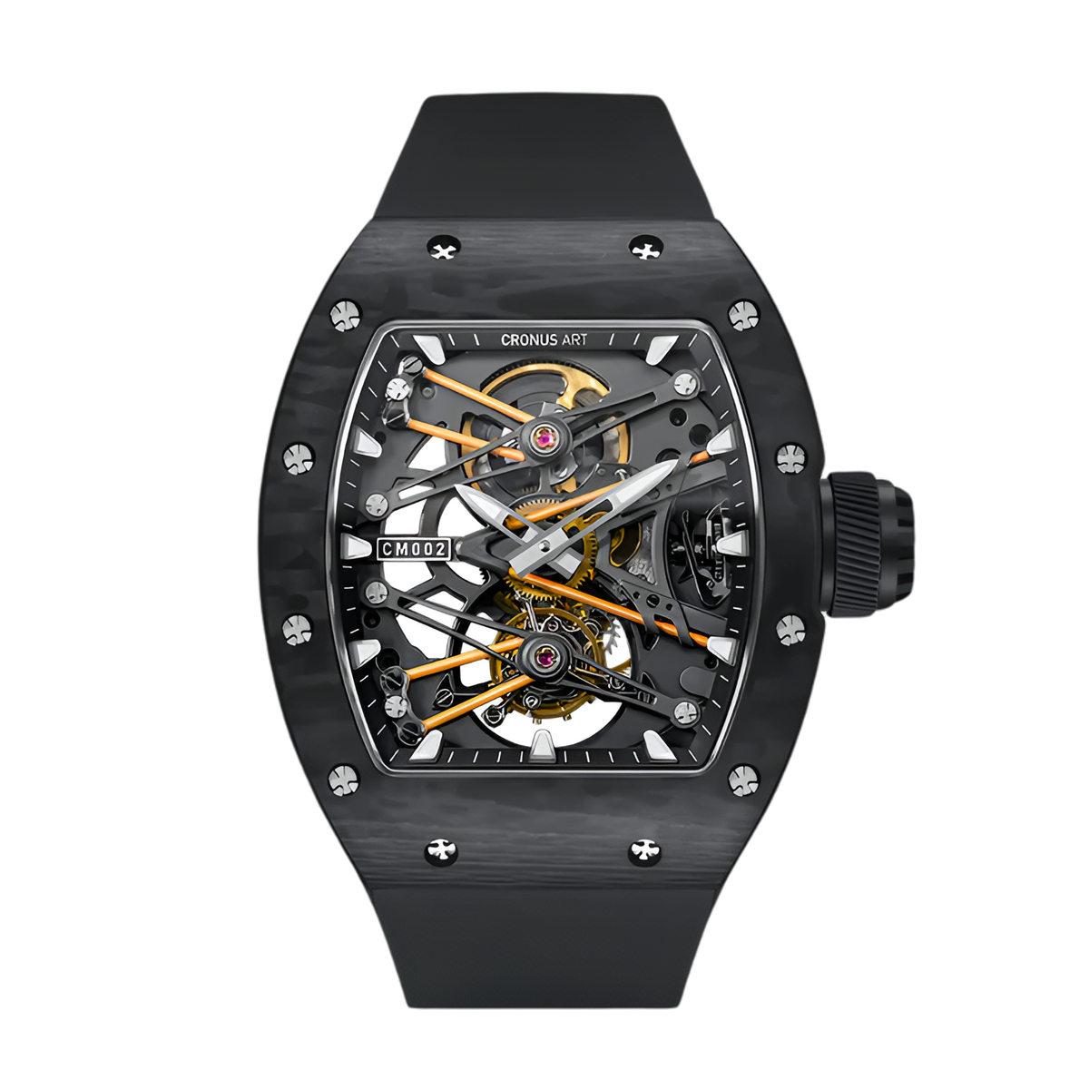 CRONUSART CM002-038B Men’s Tourbillon Watch Tonneau Carbon Fiber Case Mechanical Wristwatch breitvacher