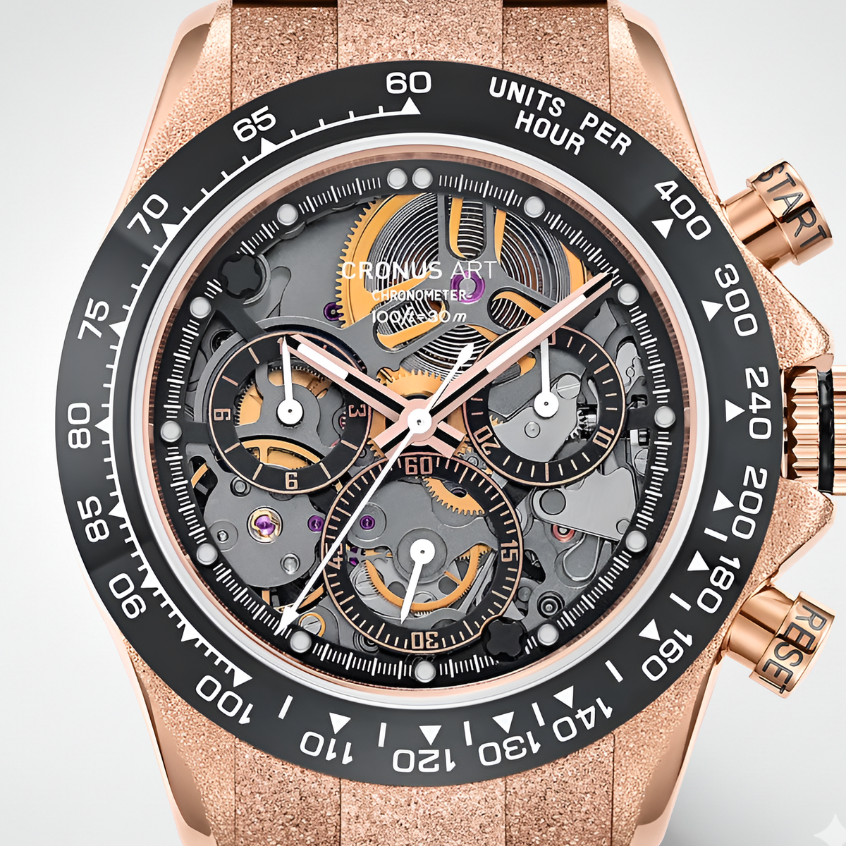 Cronusart CM015-011 Automatic Skeleton Chronograph Watch- Ceramic Bezel breitvacher
