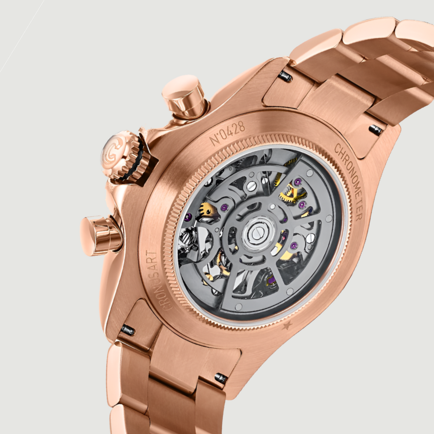 Cronusart CM015-011 Automatic Skeleton Chronograph Watch- Ceramic Bezel breitvacher