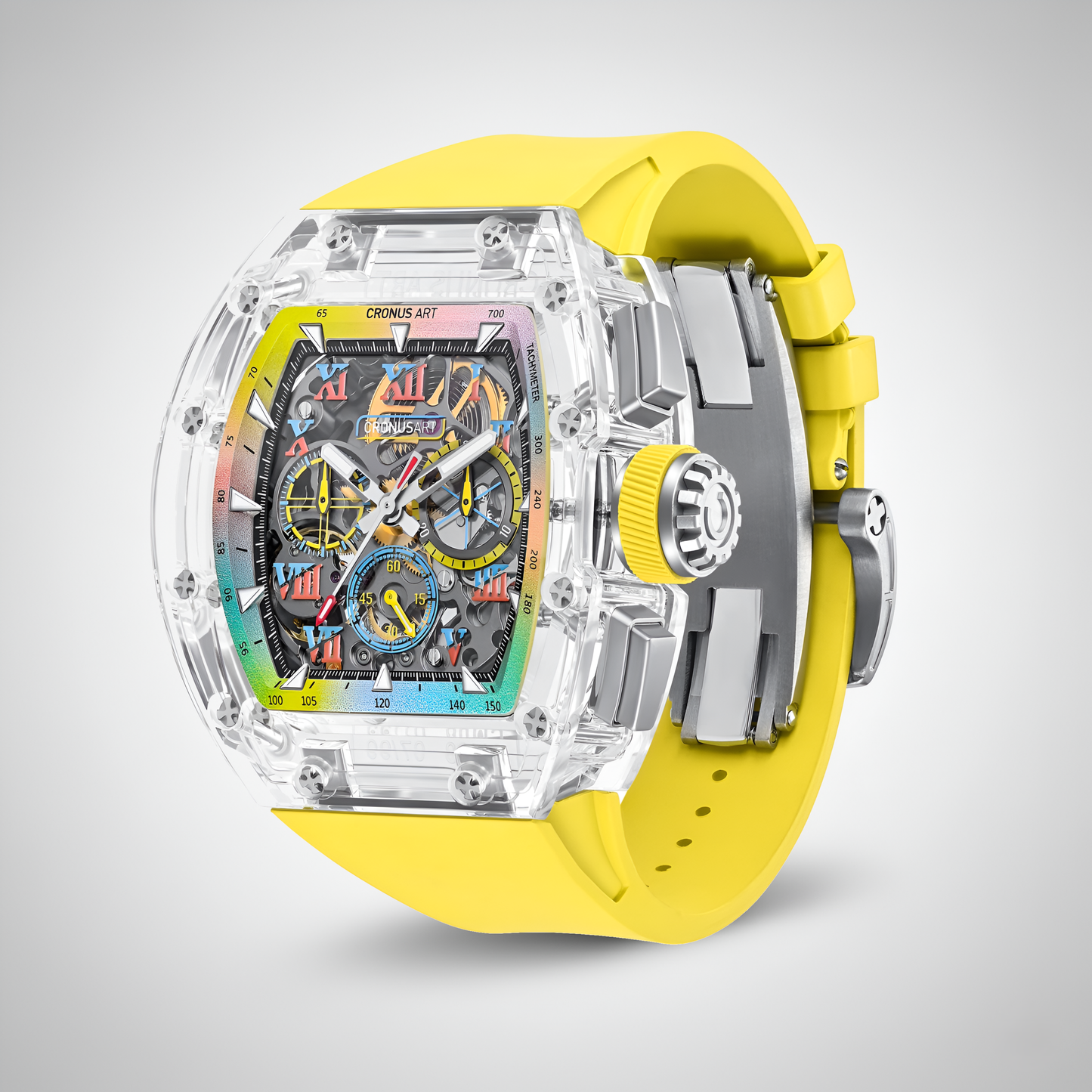 CRONUSART CM08-32 - Men’s Automatic Chronograph Watch Sapphire Tonneau Skeleton breitvacher
