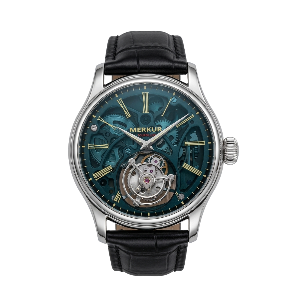 MERKUR Tourbillon - blue dial front view packshot