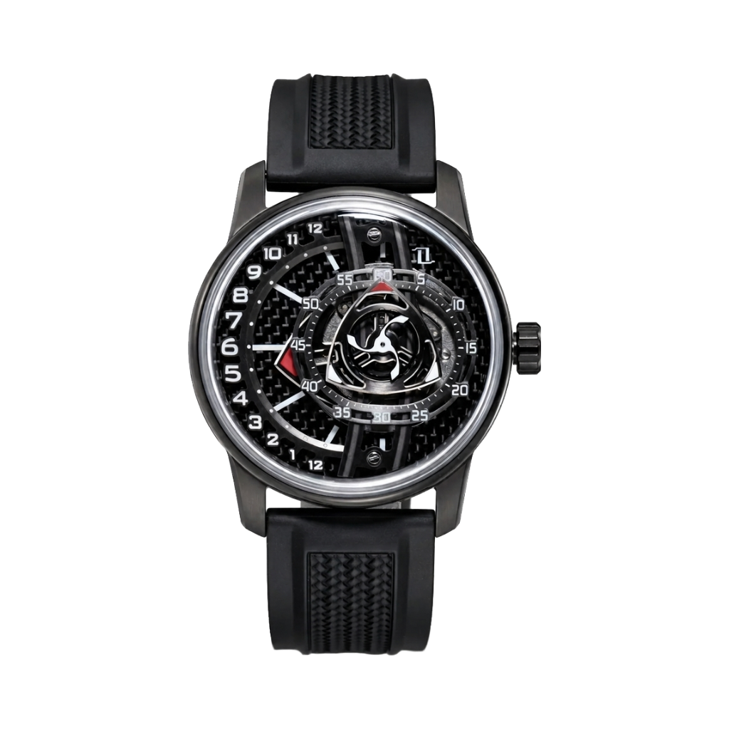 OBLVLO TM-GF - black carbon dial front view packshot