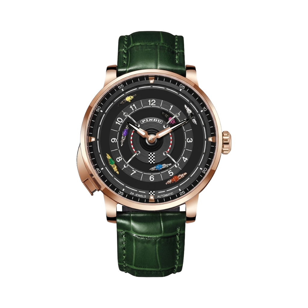 PINDU 6652 - rose gold black dial front view packshot