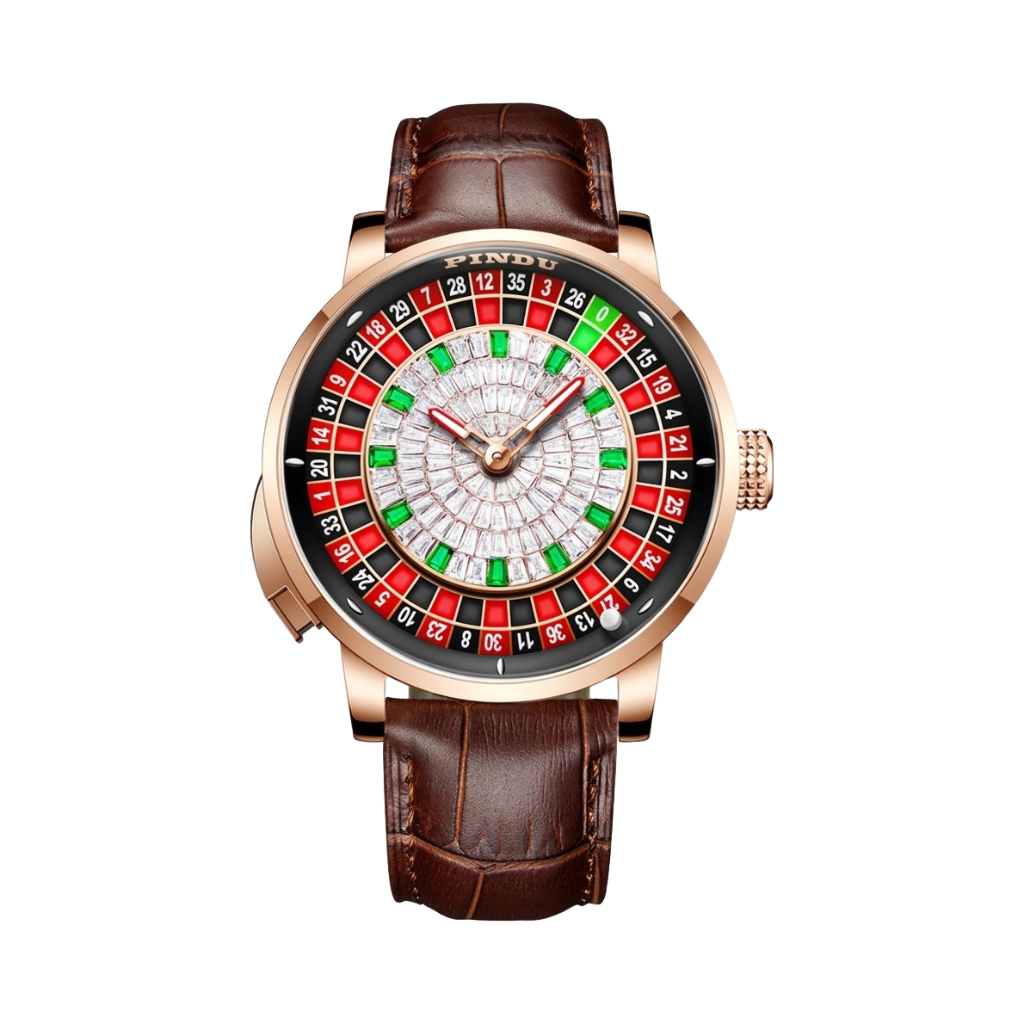 PINDU P6628 - white dial brown strap front view packshot