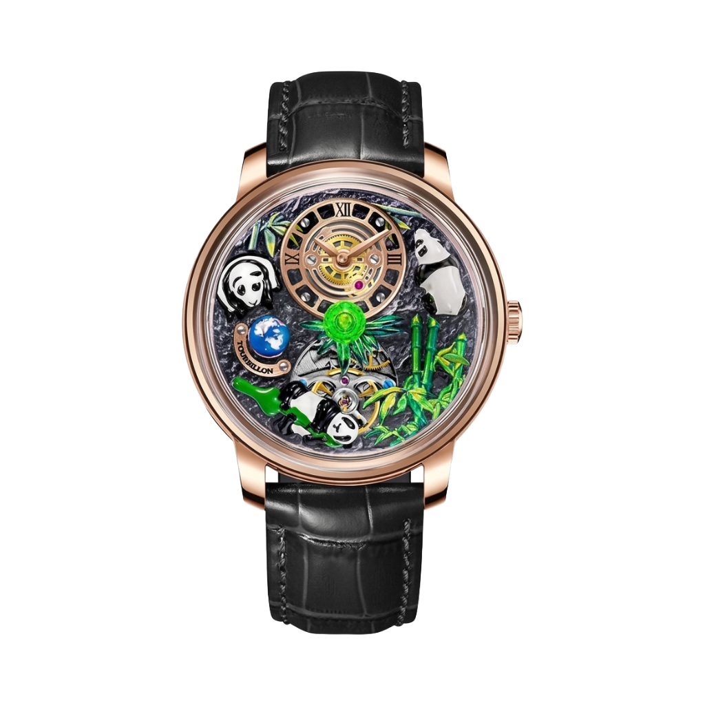 PINDU P6631 - rose gold black strap front view packshot