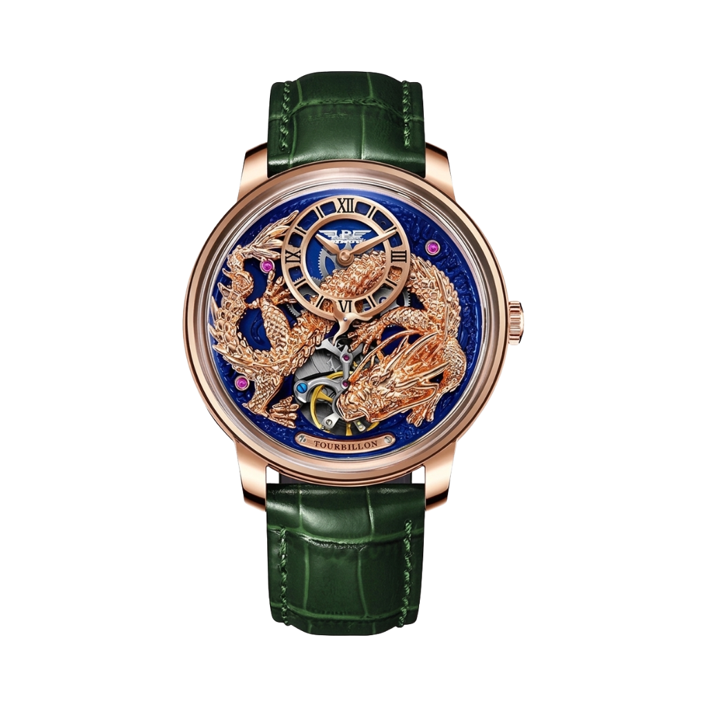 PINDU PD6632 - gold dragon front view packshot