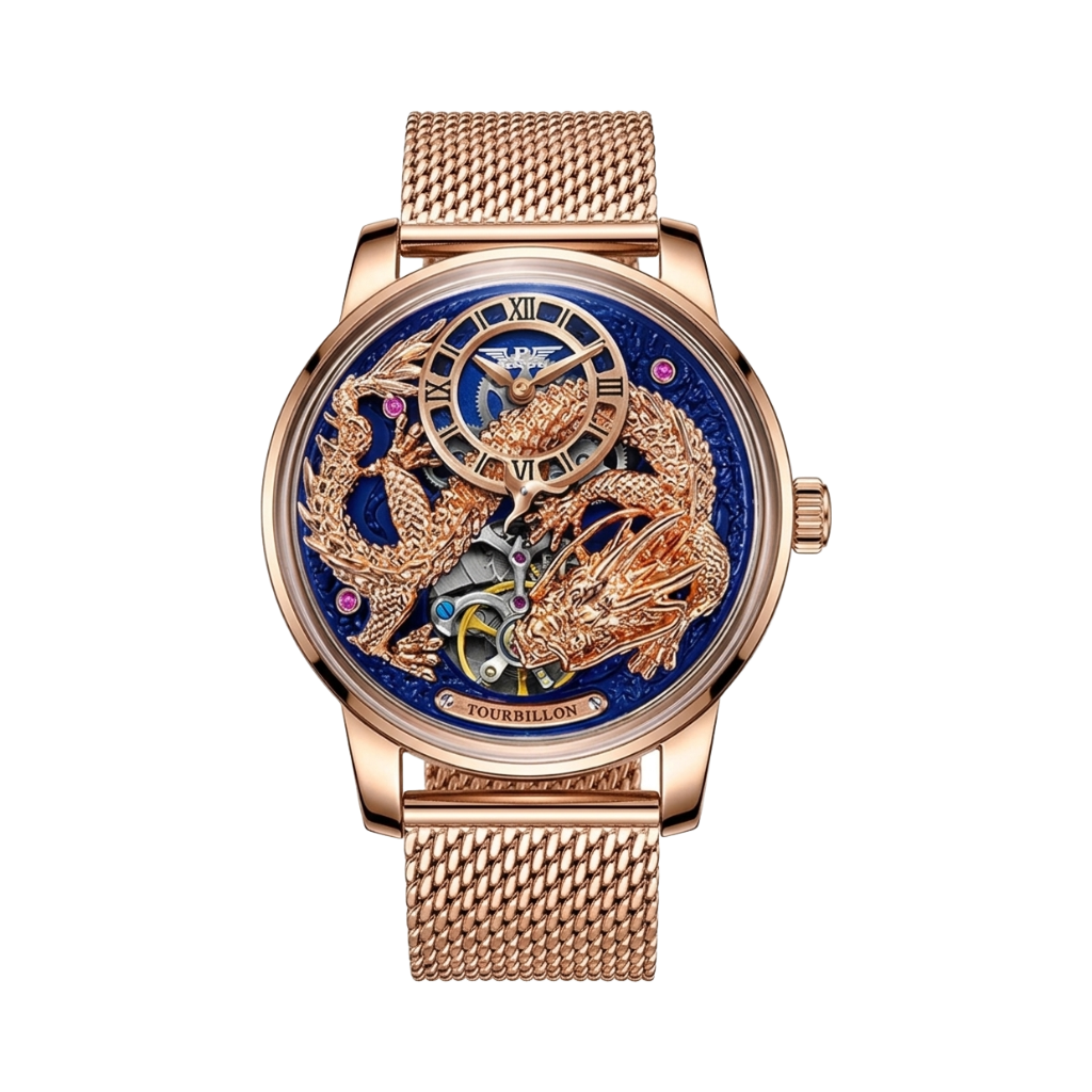 PINDU PD6632 - gold dragon front view packshot