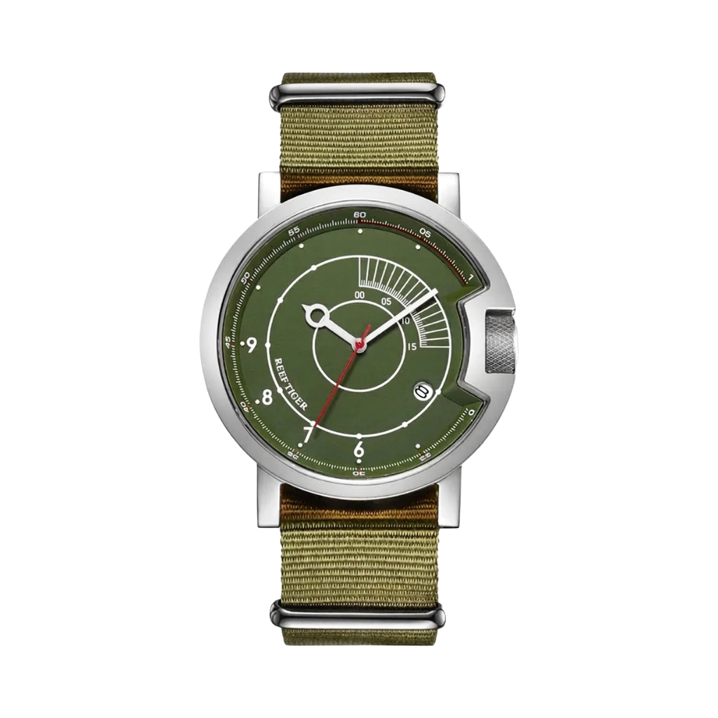 REEF TIGER RGA9035 - steel case green dial front view packshot