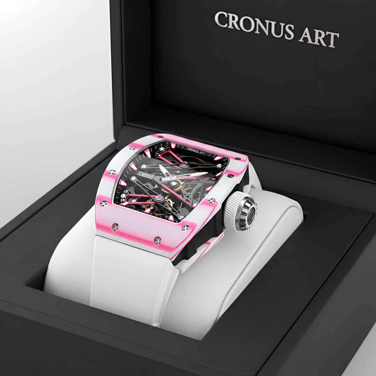 CRONUSART CM002-038B Men’s Tourbillon Watch Tonneau Carbon Fiber Case Mechanical Wristwatch breitvacher