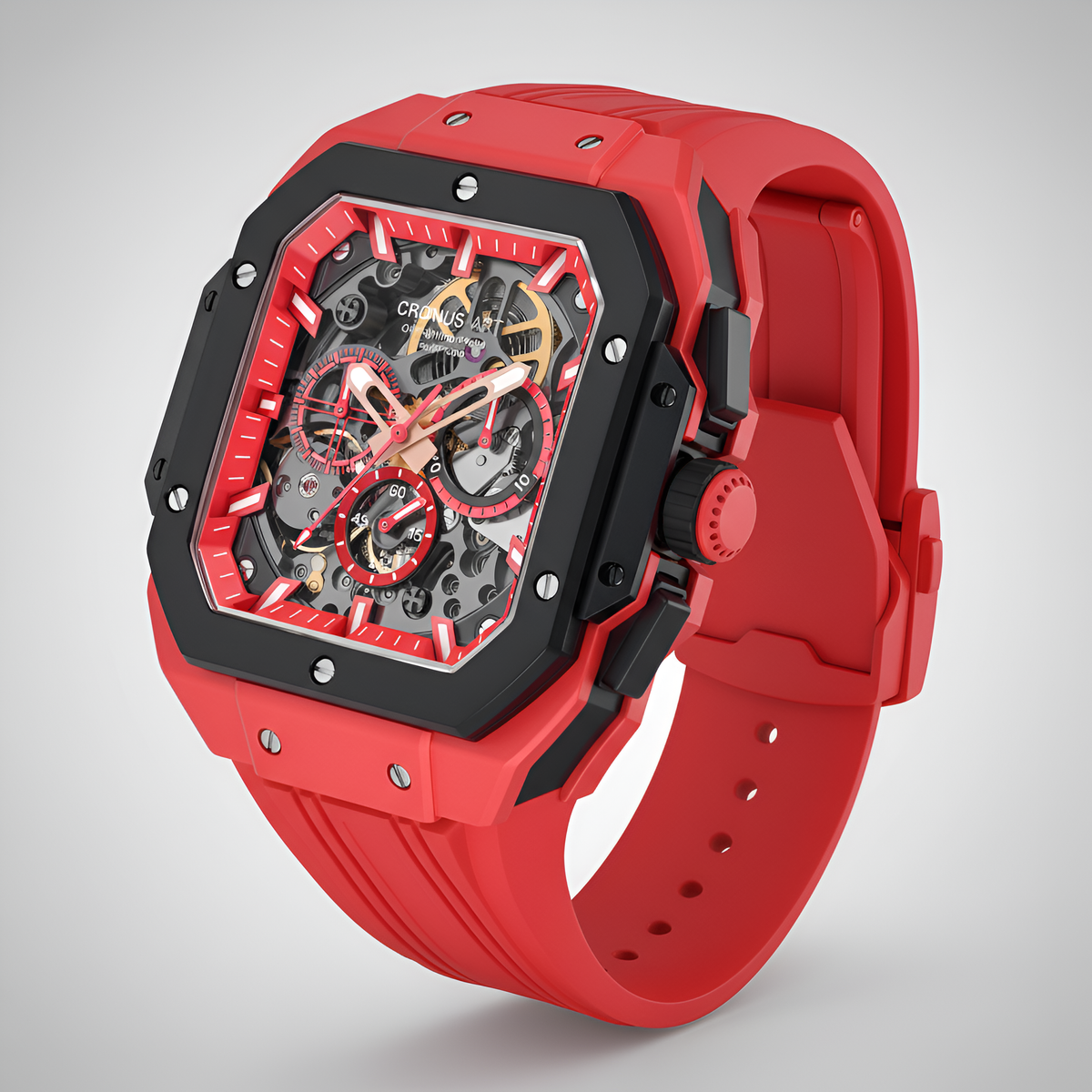 CRONUSART CM025-002 – Men’s Automatic Chronograph Watch Square Carbon Steel Case breitvacher