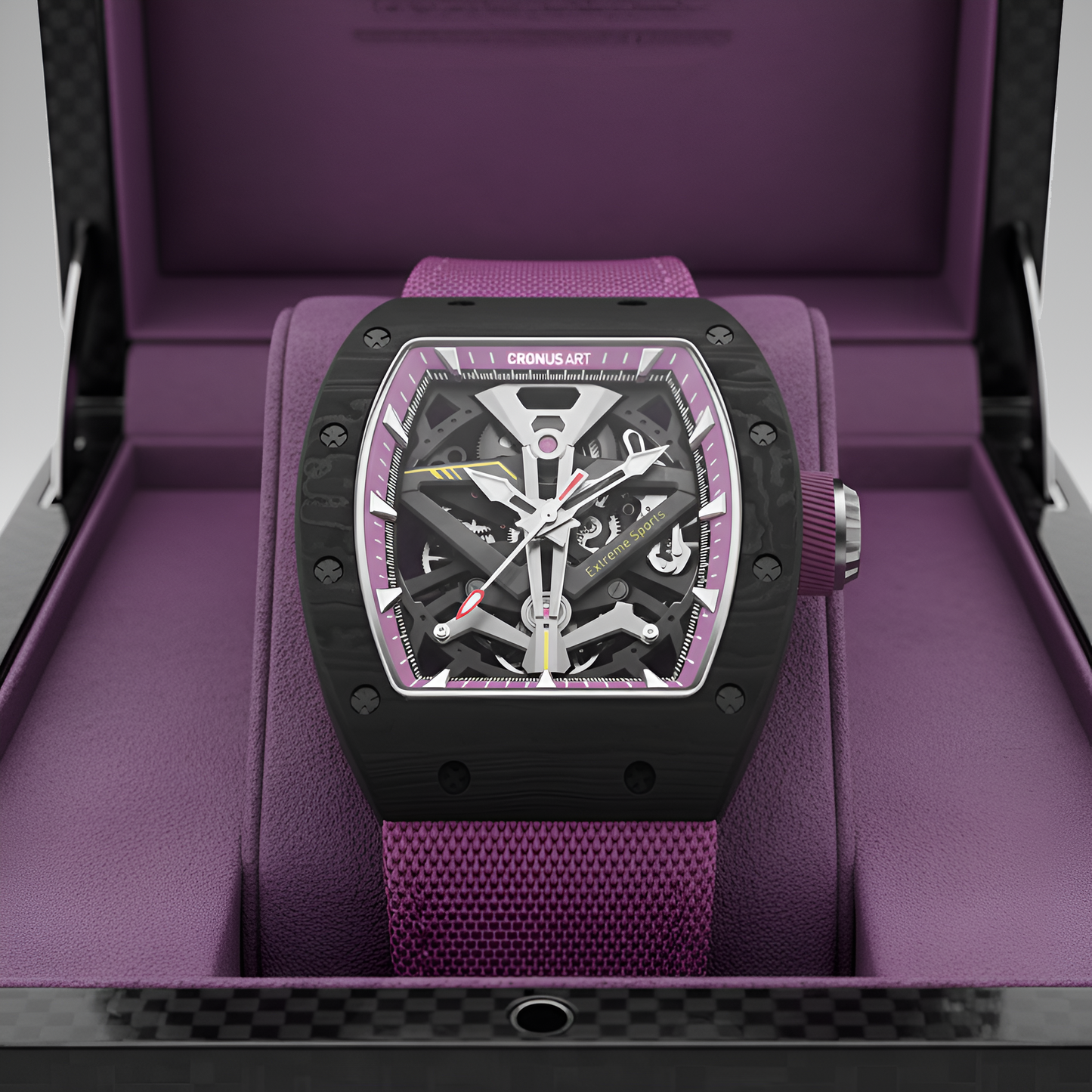CRONUSART CM002-083 - Men's Automatic Watch Carbon Fiber Tonneau breitvacher