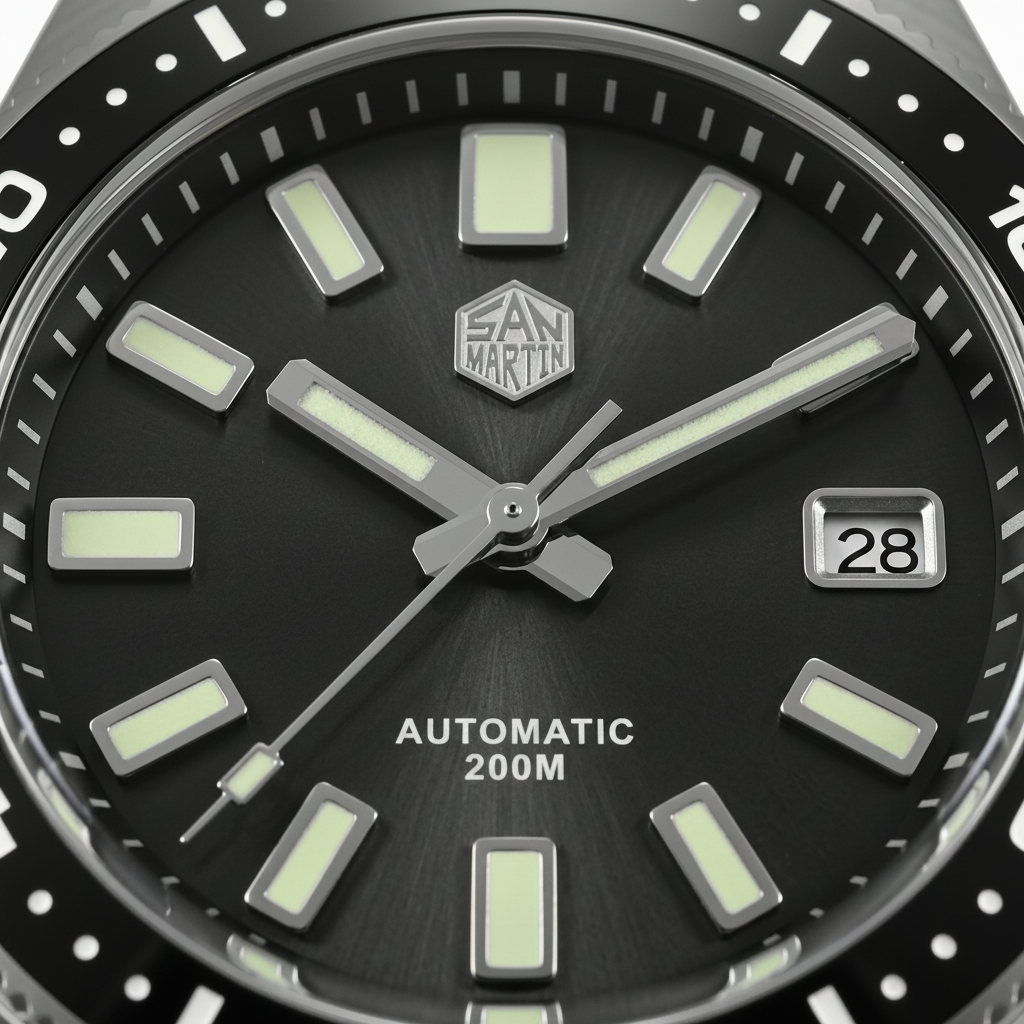 San Martin SN0007-G V4 - Close-up of luminous dial markers