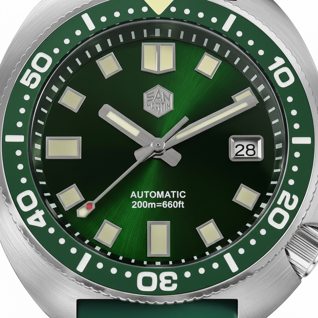 San Martin SN0047BG - Close-up of Green Dial