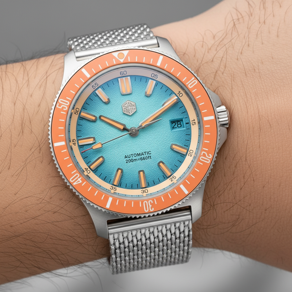 San Martin SN0118 - Autom - on wrist, orange