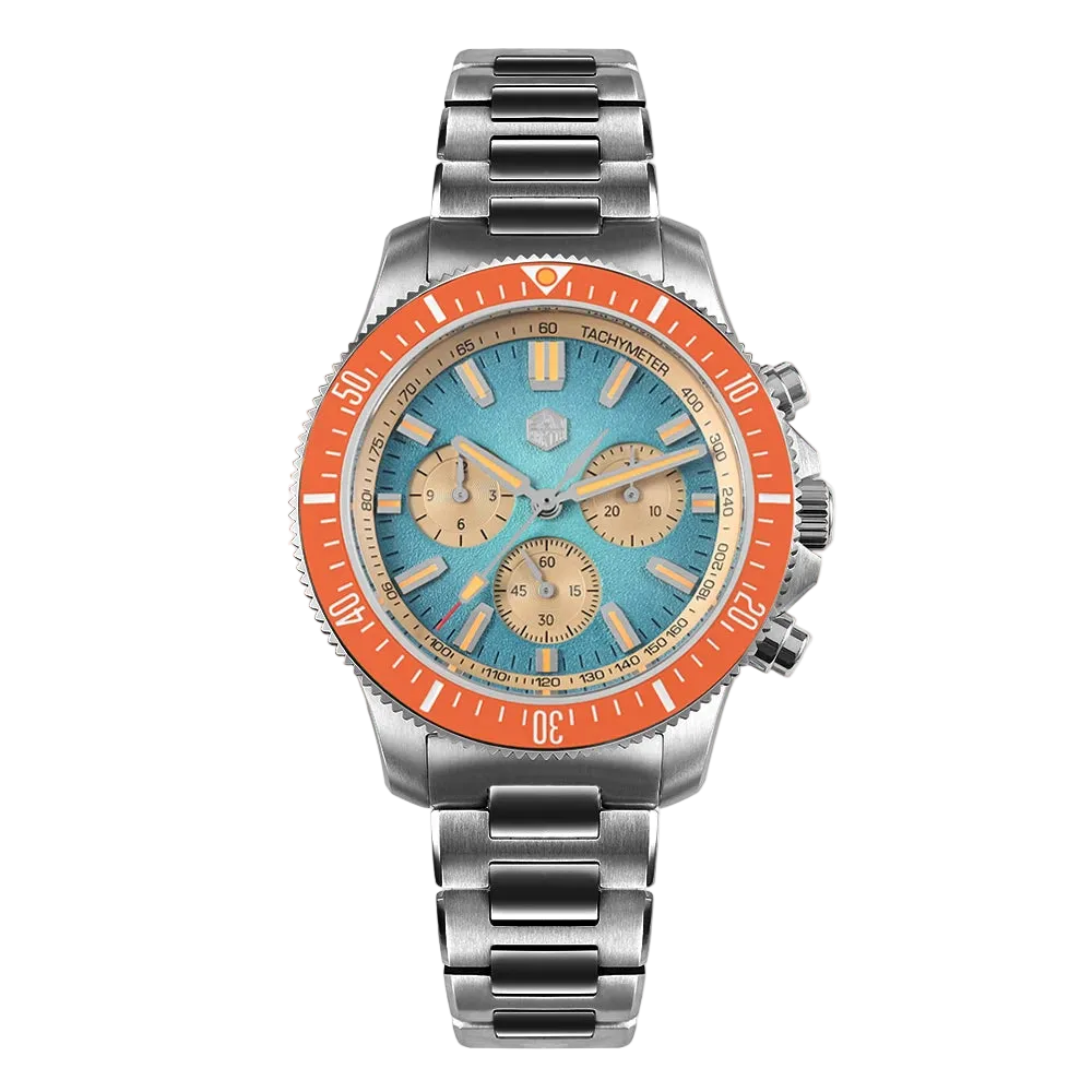 San Martin SL4801 - Chron - orange dial blue bezel